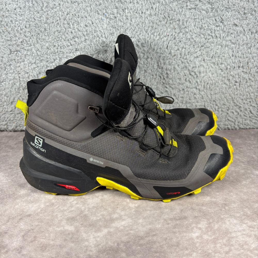 Salomon Hiking Boots Mens 9 Black Cross Hike Mid GTX Waterproof 411186 Contagrip